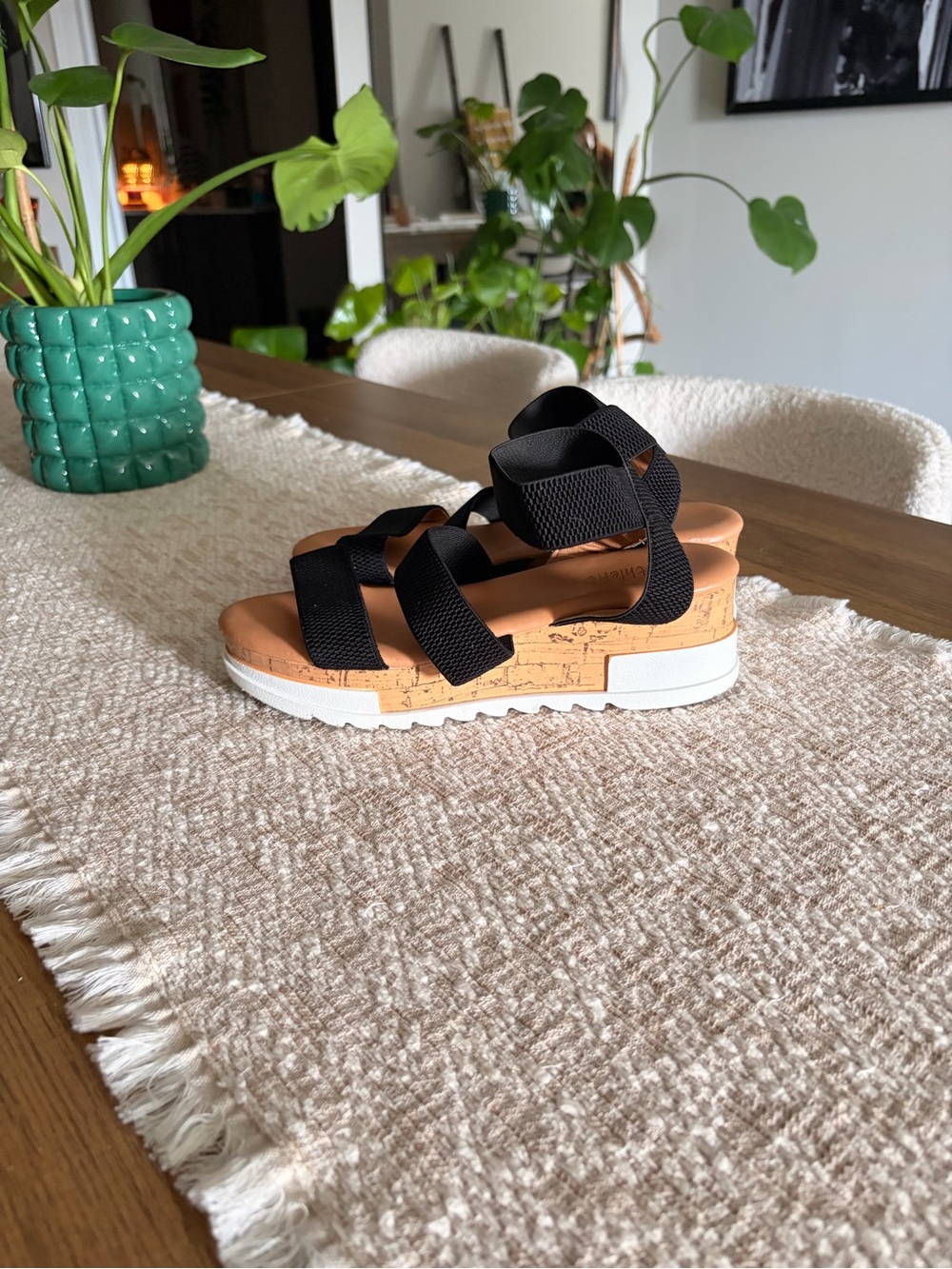 Athletic Black Strappy Platform Sandals - Picture 3 of 5